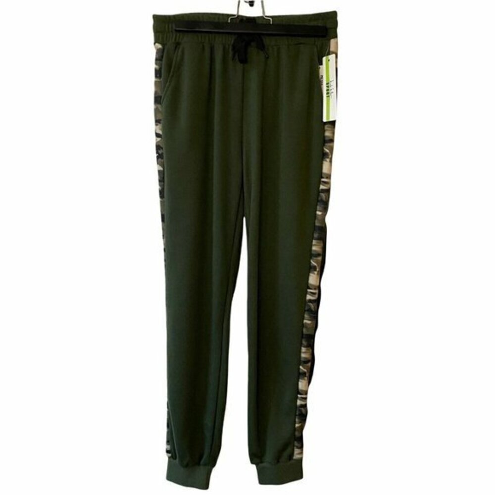 Nicole Miller Woman's Sport Joggers In Green With Camo Trim Size L $68